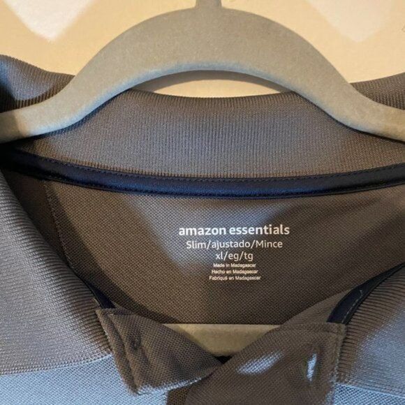 Amazon Essential Mens Grey Short Sleeve Golf Jersey Polo T Shirt Sz Medium Tall - Picture 3 of 8